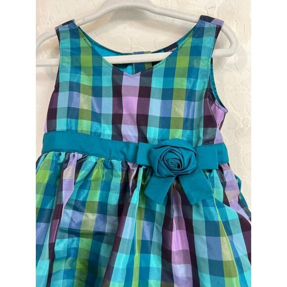 babyGap Toddler Girls 12-18 Months Purple Blue Green Plaid Check Dress - Picture 2 of 4